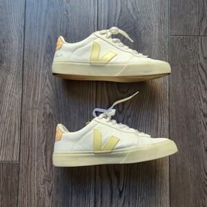 Veja Leather White Peach Campo Sneakers-Women's size 38/7